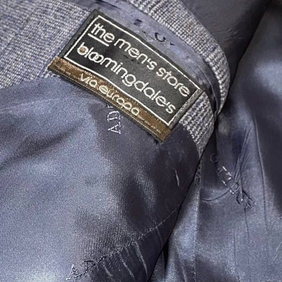 Adolfo sport coat Bloomingdales men's gray blazer jacket 2 button vintage SZ L - Picture 10 of 10